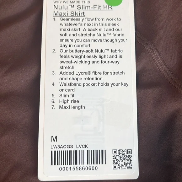 Lululemon Nulu Slim-Fit HR Maxi Skirt | Lava Cake | Size: M - Picture 6 of 6